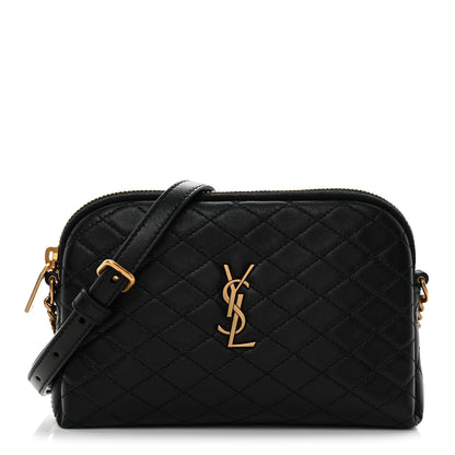 Saint Laurent Lambskin Quilted Gaby Zipped Pouch Black 1 of 10