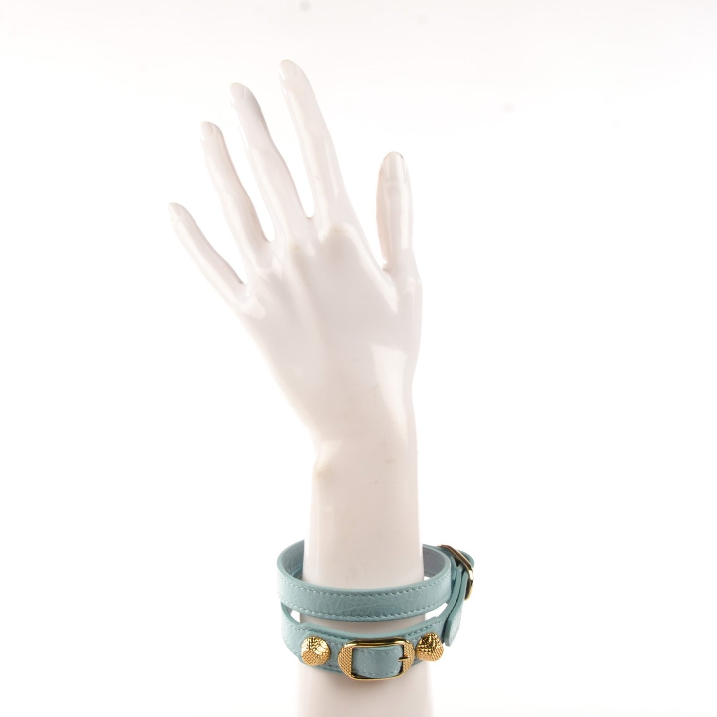 Agneau Giant 12 Gold Hardware Triple Tour Bracelet S Bleu Dragee