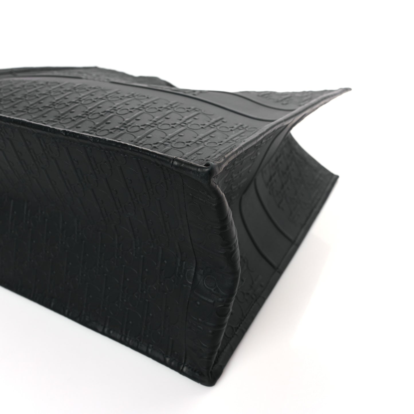 Oblique Calfskin Embossed Large Book Tote Black