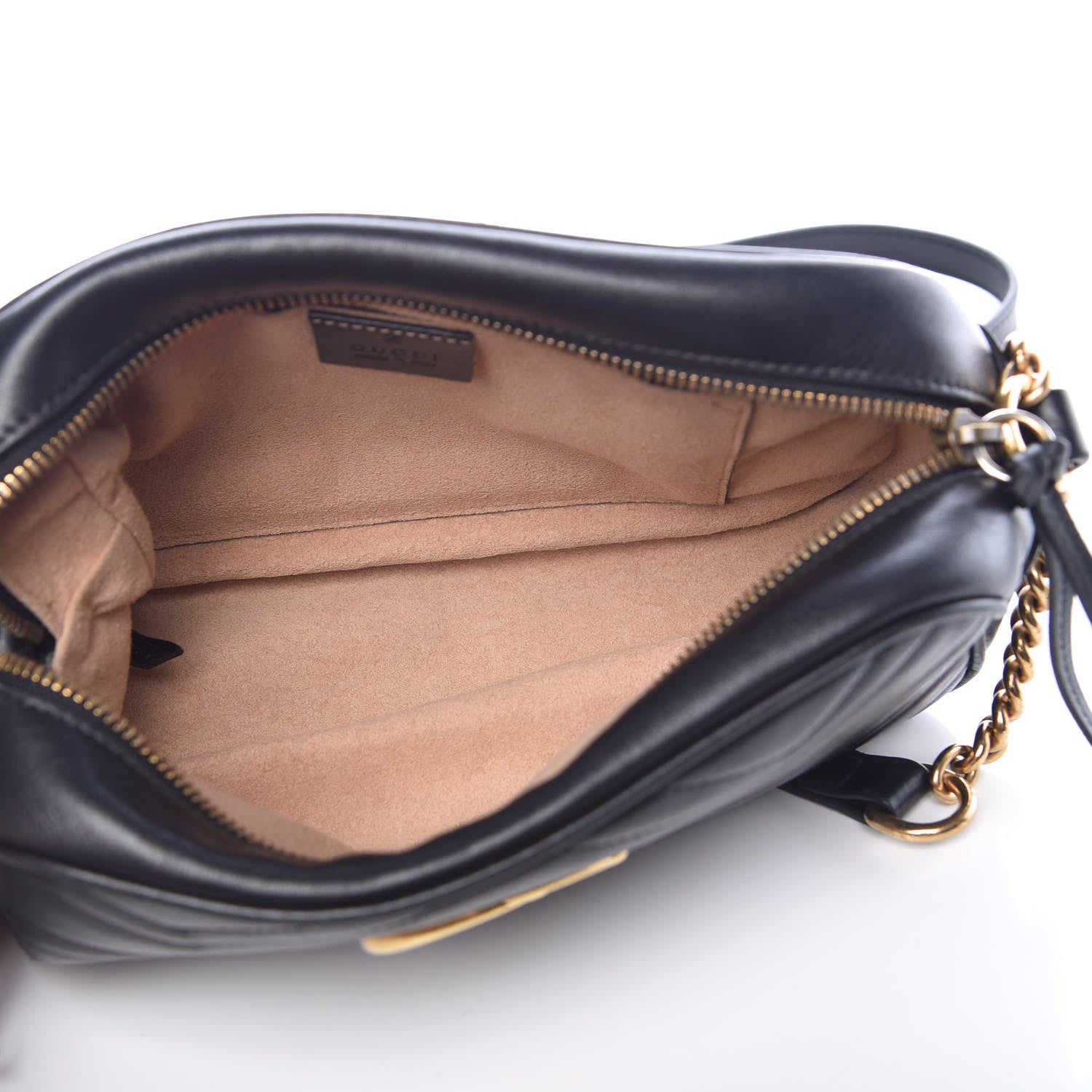 Gucci Calfskin Matelasse Small GG Marmont Chain Shoulder Bag Black 5 of 10