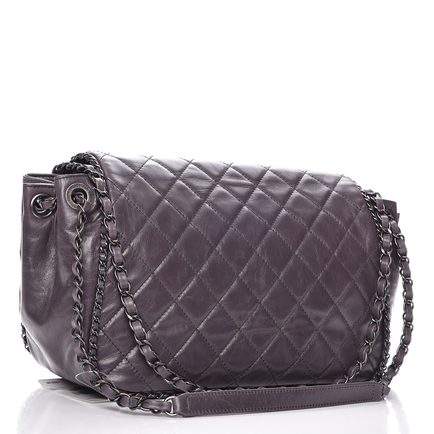 Chanel Calfskin Quilted Large CC Enchained Accordion Flap Grey 3 of 8