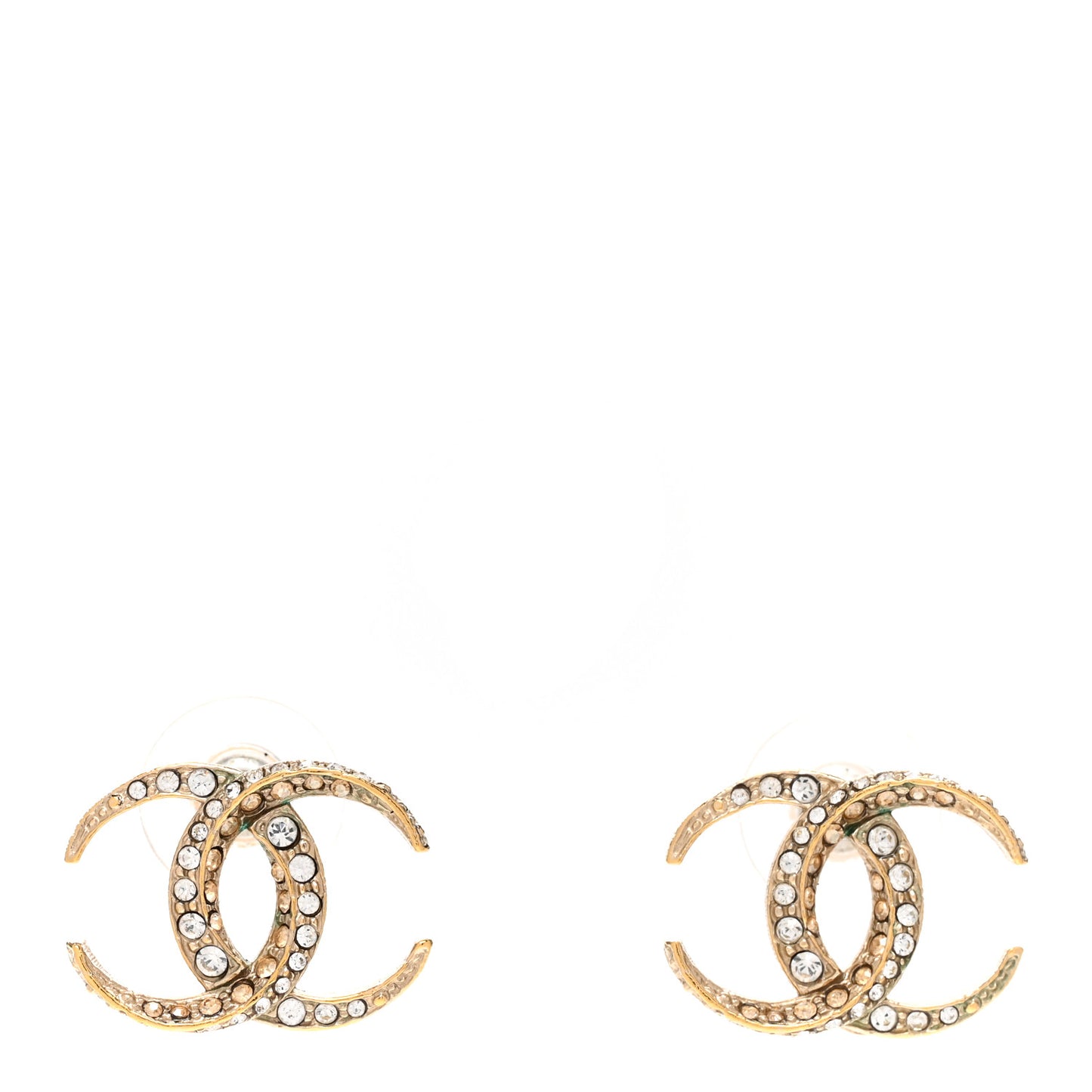 Crystal CC Moon Earrings Gold