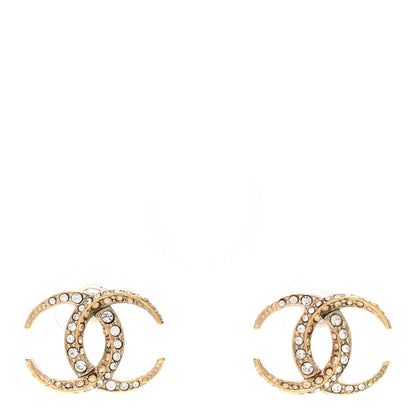 Chanel Crystal CC Moon Earrings Gold 1 of 5