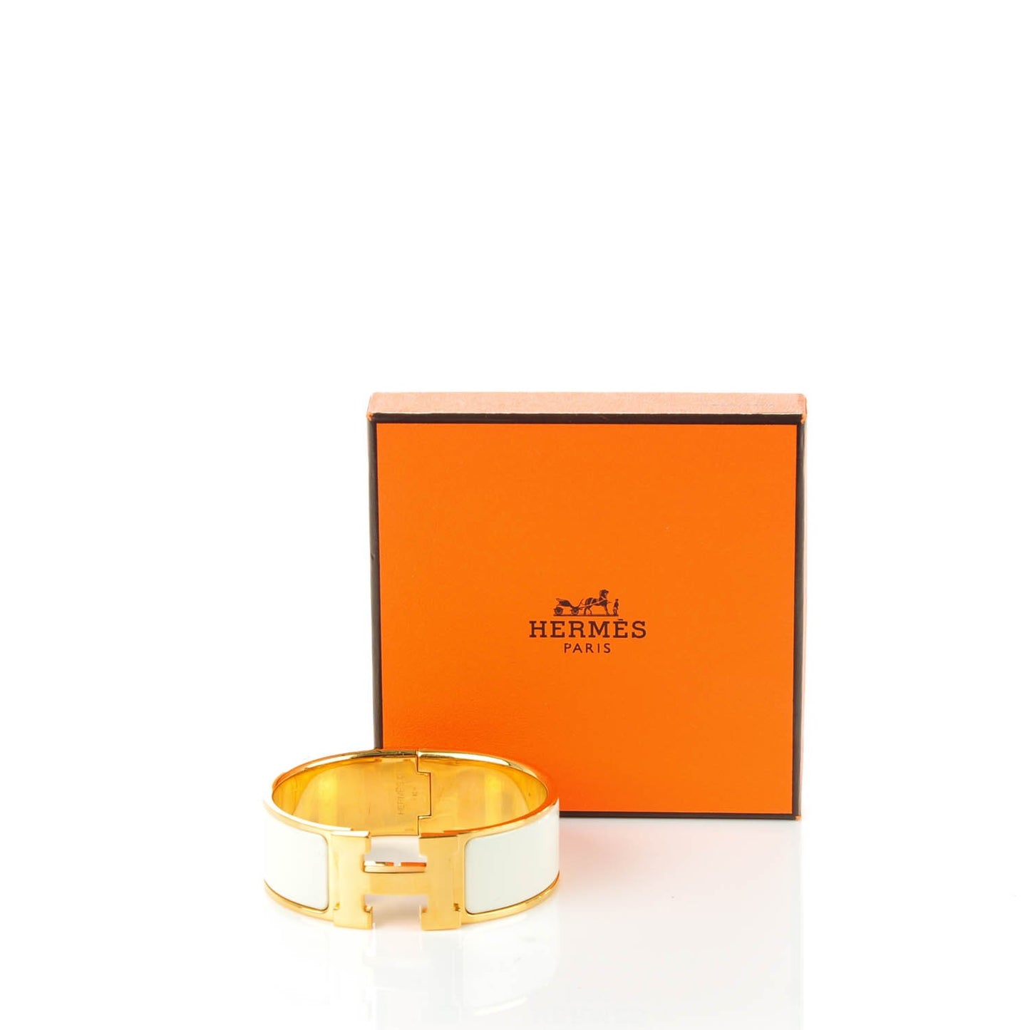 Enamel Wide Clic Clac H Bracelet GM White