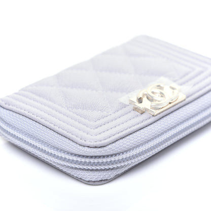 Chanel Caviar Quilted Boy Zip Around Coin Purse Wallet Grey 5 of 11