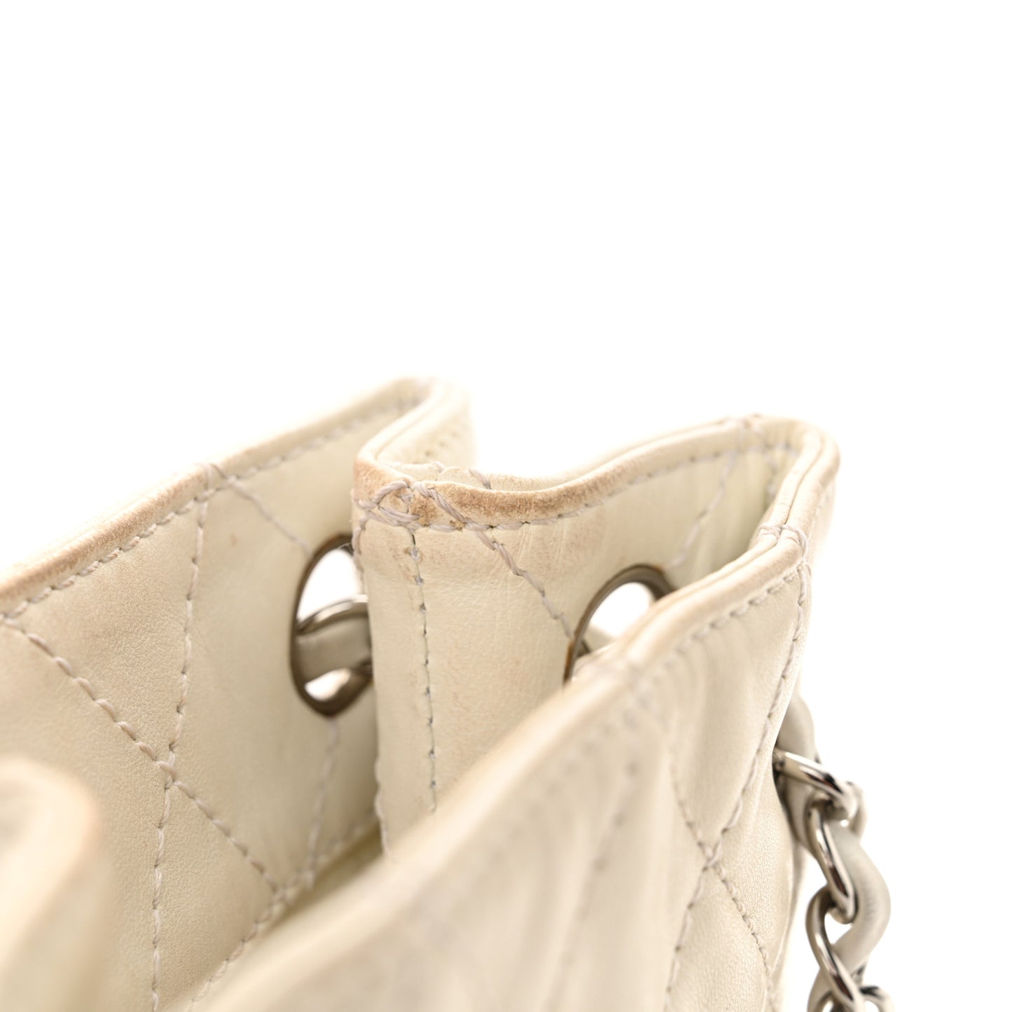 Lambskin Quilted Bi-Color Drawstring Shoulder Bag Black White