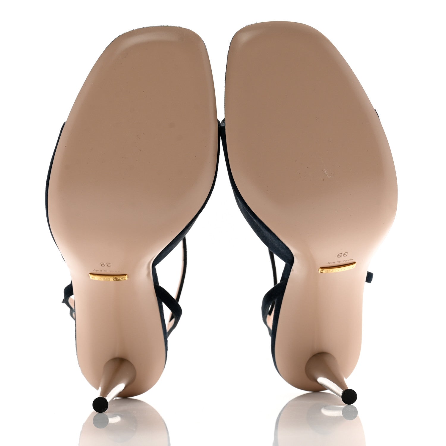 Gucci Suede Blondie 100mm Slingback Sandals 39 Navy 5 of 11