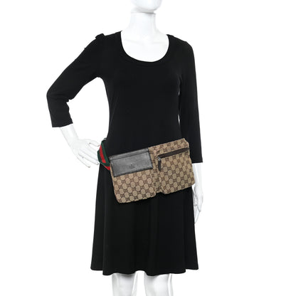 Gucci GG Monogram Web Double Pocket Belt Bag Dark Brown 2 of 10