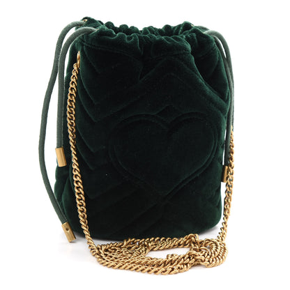 Gucci Velvet Matelasse Mini GG Marmont 2.0 Bucket Bag Dark Green 3 of 9
