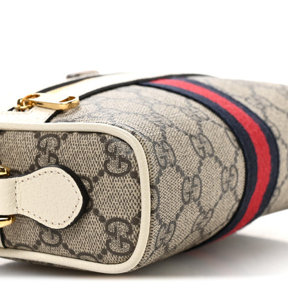 Gucci GG Supreme Monogram Textured Calfskin Web Mini Ophidia Shoulder Bag Beige Ebony Mystic White 9 of 11