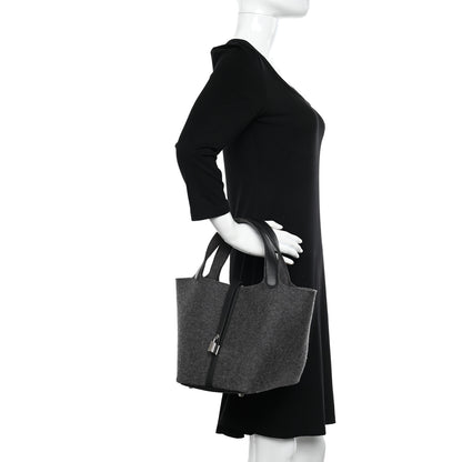 Hermes Feutre Swift Picotin Lock 22 MM Gris Moyen Black 3 of 11