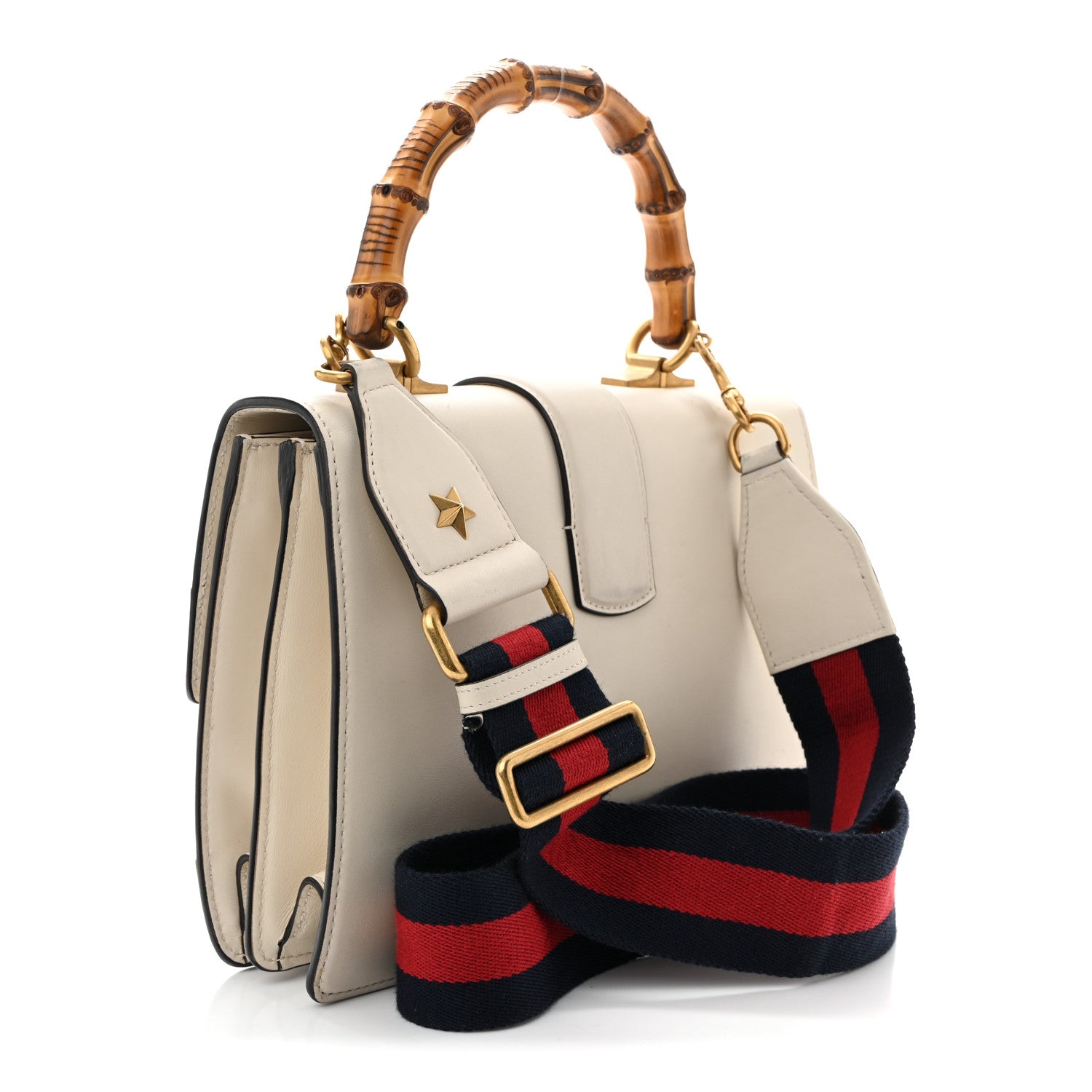 Gucci Calfskin Bamboo Web Medium Dionysus Top Handle Bag White Blue Hibiscus Red 3 of 11