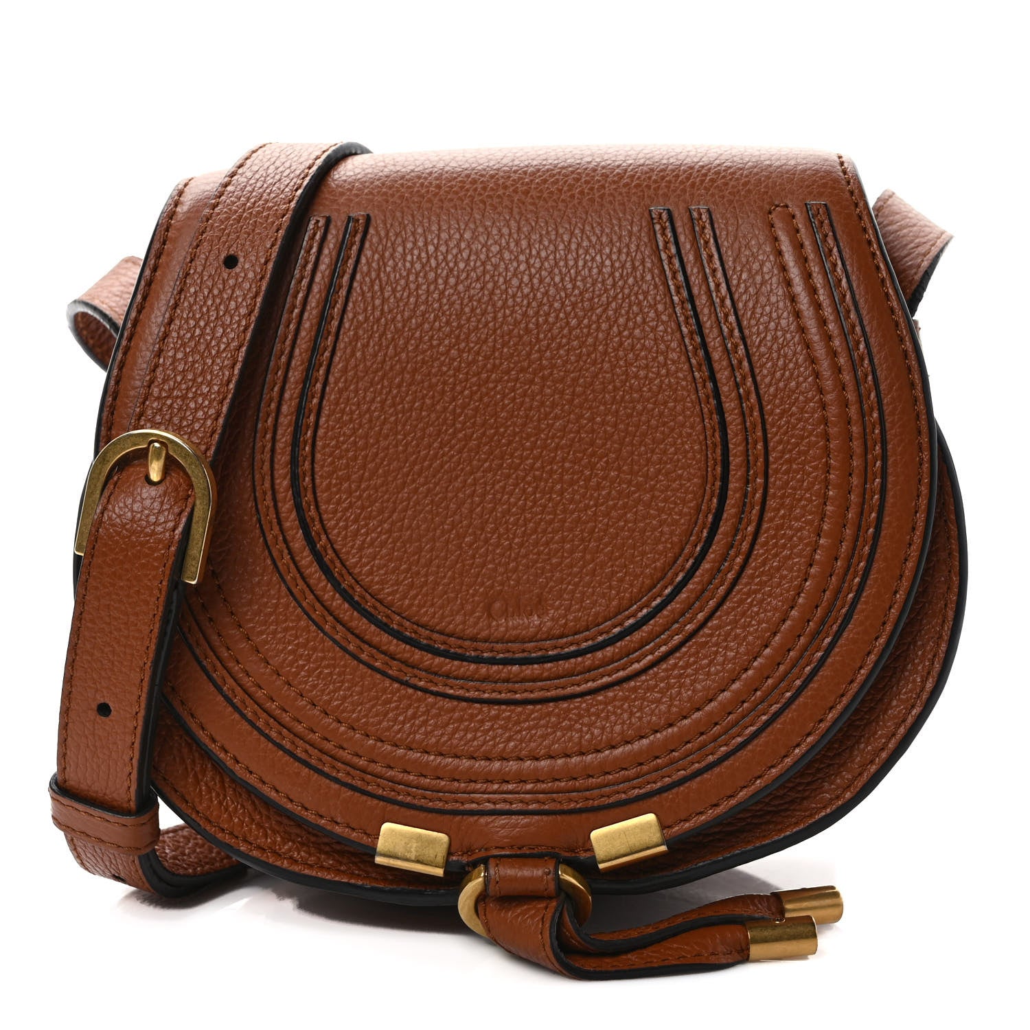 Chloe Grained Calfskin Small Marcie Saddle Bag Tan 1 of 10