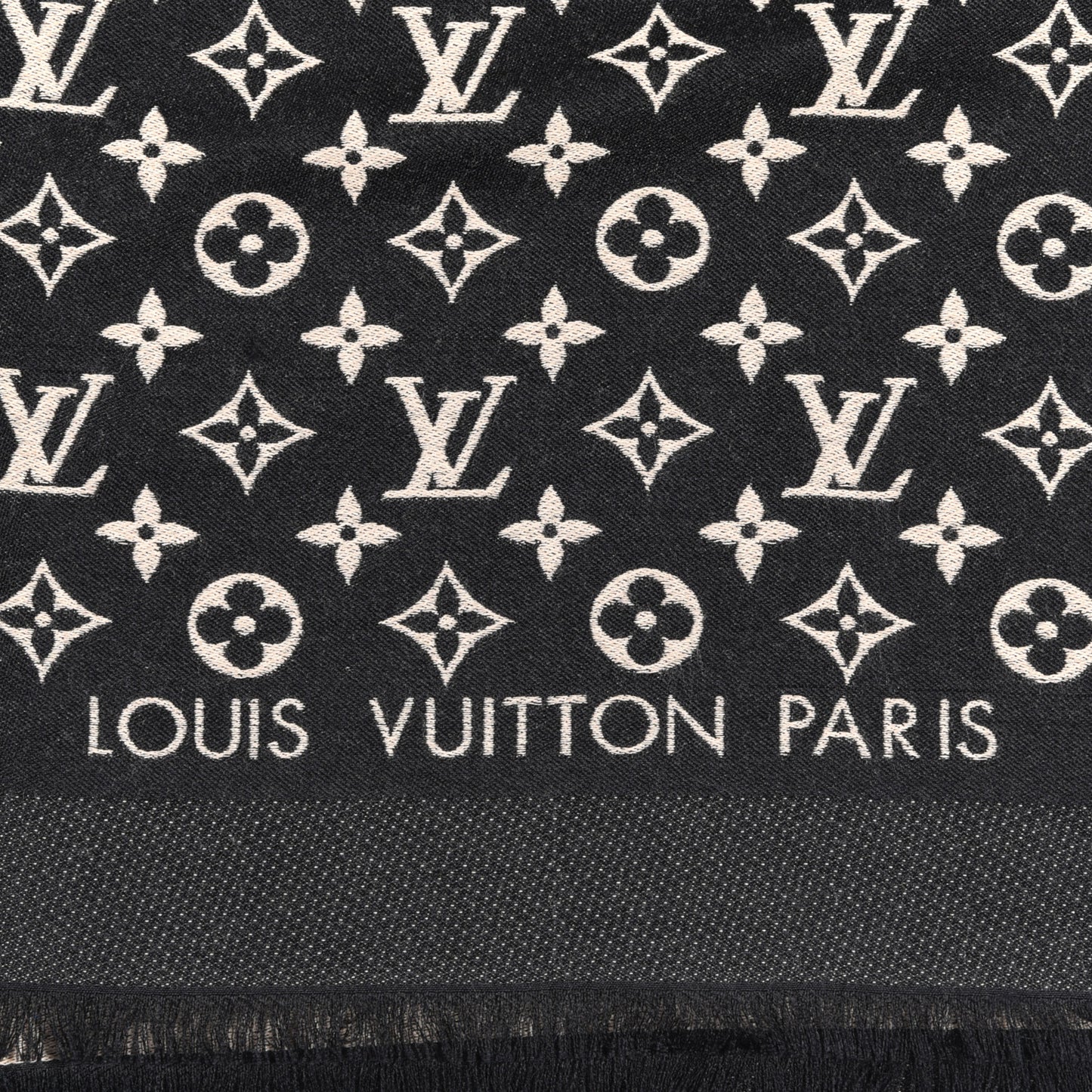 Wool Monogram Classic Scarf Black Beige