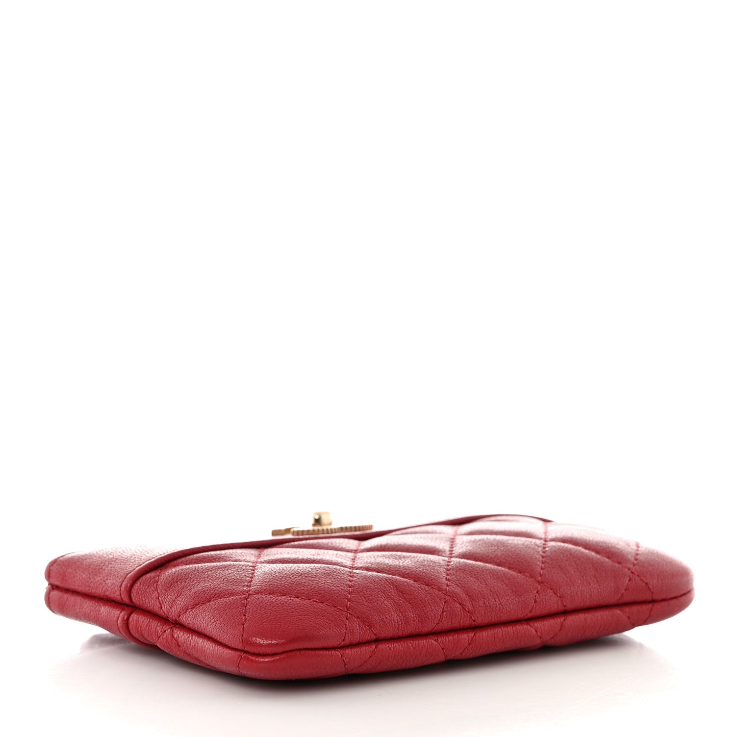 Sheepskin Quilted Small Mademoiselle Vintage Zip Pouch Red