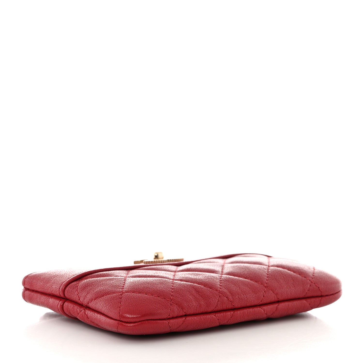 Chanel Sheepskin Quilted Small Mademoiselle Vintage Zip Pouch Red 4 of 9