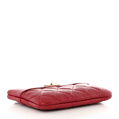 Chanel Sheepskin Quilted Small Mademoiselle Vintage Zip Pouch Red 4 of 9