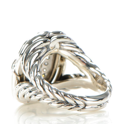David Yurman Sterling Silver Pave Diamond 16mm Large Labyrinth Ring 54 7 3 of 6
