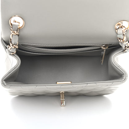 Chanel Lambskin Quilted Mini Square Flap Light Grey 5 of 9