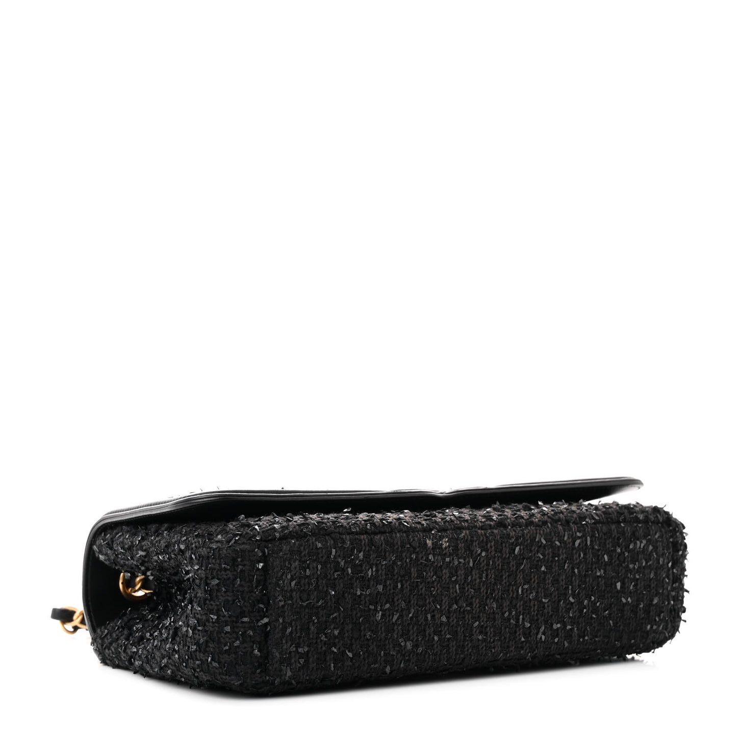 Tweed Calfskin Quilted Medium CC Filigree Flap Black