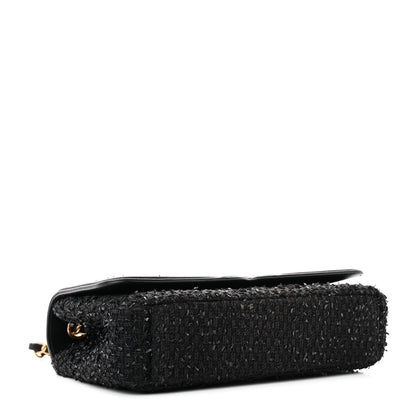 Chanel Tweed Calfskin Quilted Medium CC Filigree Flap Black 4 of 12