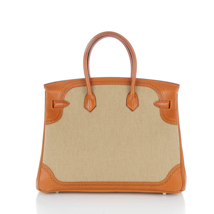 Hermes Barenia Toile Ghillies Birkin 35 Fauve 23 of 28