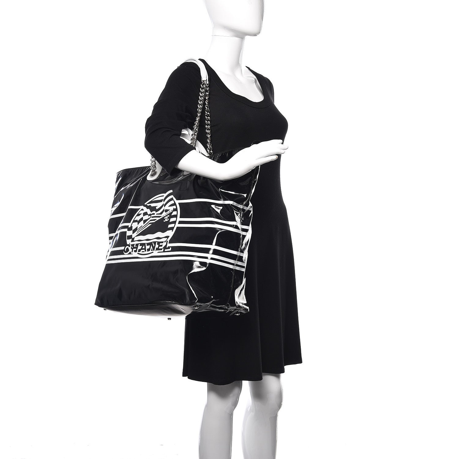 Chanel Vinyl Large La Pausa Bay Shopping Bag Black 2 of 10