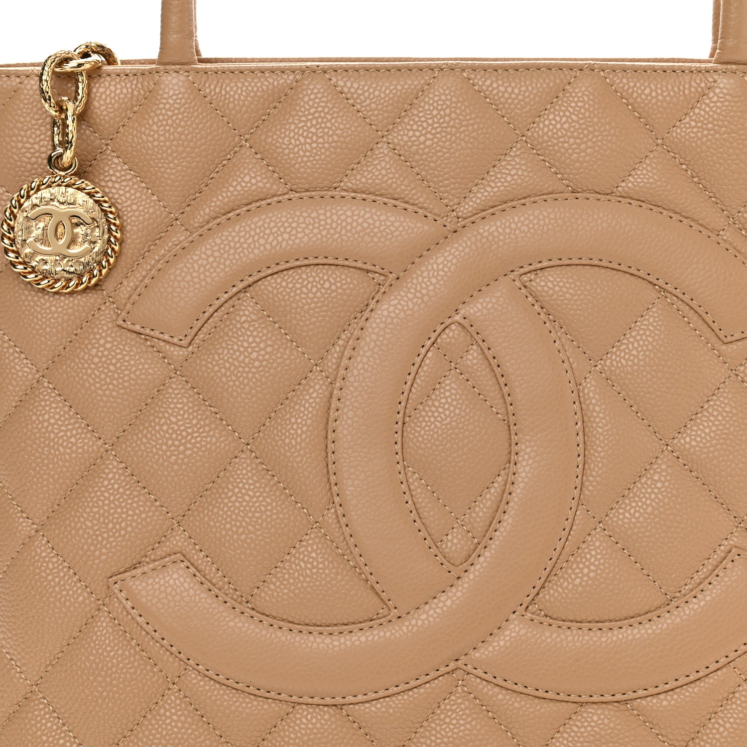 Chanel Caviar Quilted Medallion Tote Beige 8 of 10