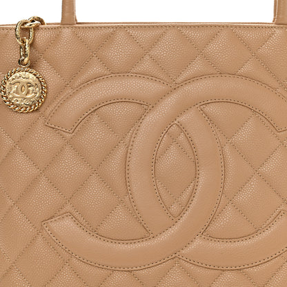 Chanel Caviar Quilted Medallion Tote Beige 8 of 10