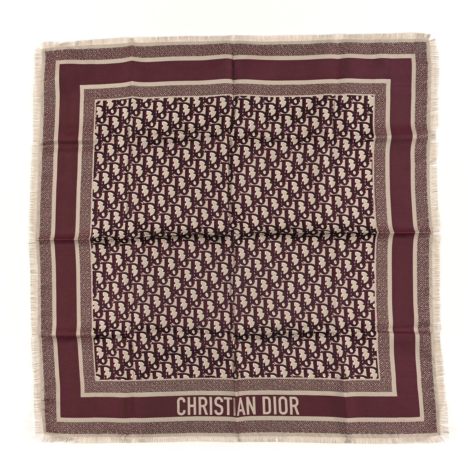 Christian Dior Silk Oblique Reversible Scarf 90 Blue Burgundy 1 of 3