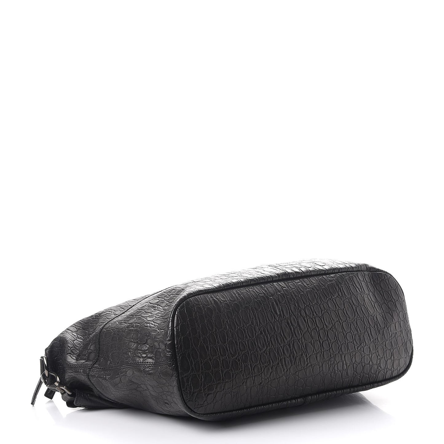 Calfskin Crocodile Embossed Large Nightingale Black