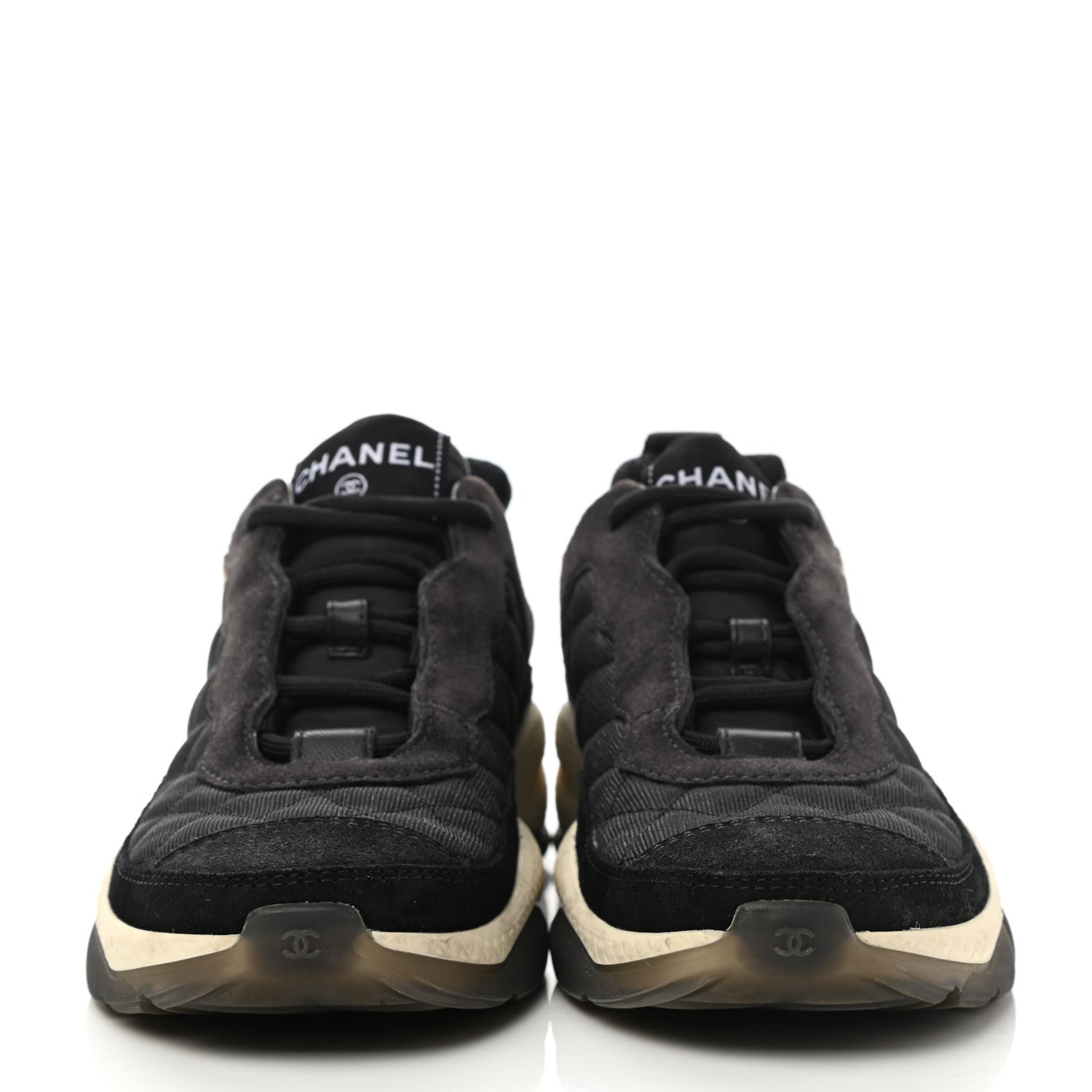 Chanel Mesh Suede Calfskin Quilted Sneakers 35 Black Dark Grey 2 of 9