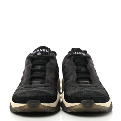 Chanel Mesh Suede Calfskin Quilted Sneakers 35 Black Dark Grey 2 of 9
