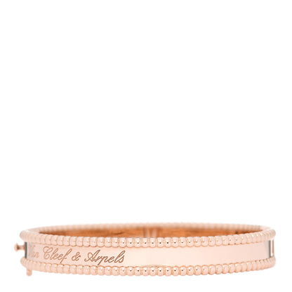 Van Cleef & Arpels 18K Rose Gold Perlee Signature Bangle Bracelet XS 2 of 3