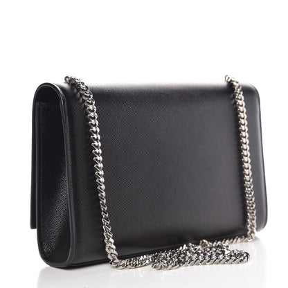 Saint Laurent Grain De Poudre Medium Classic Monogram Kate Satchel Black 3 of 9
