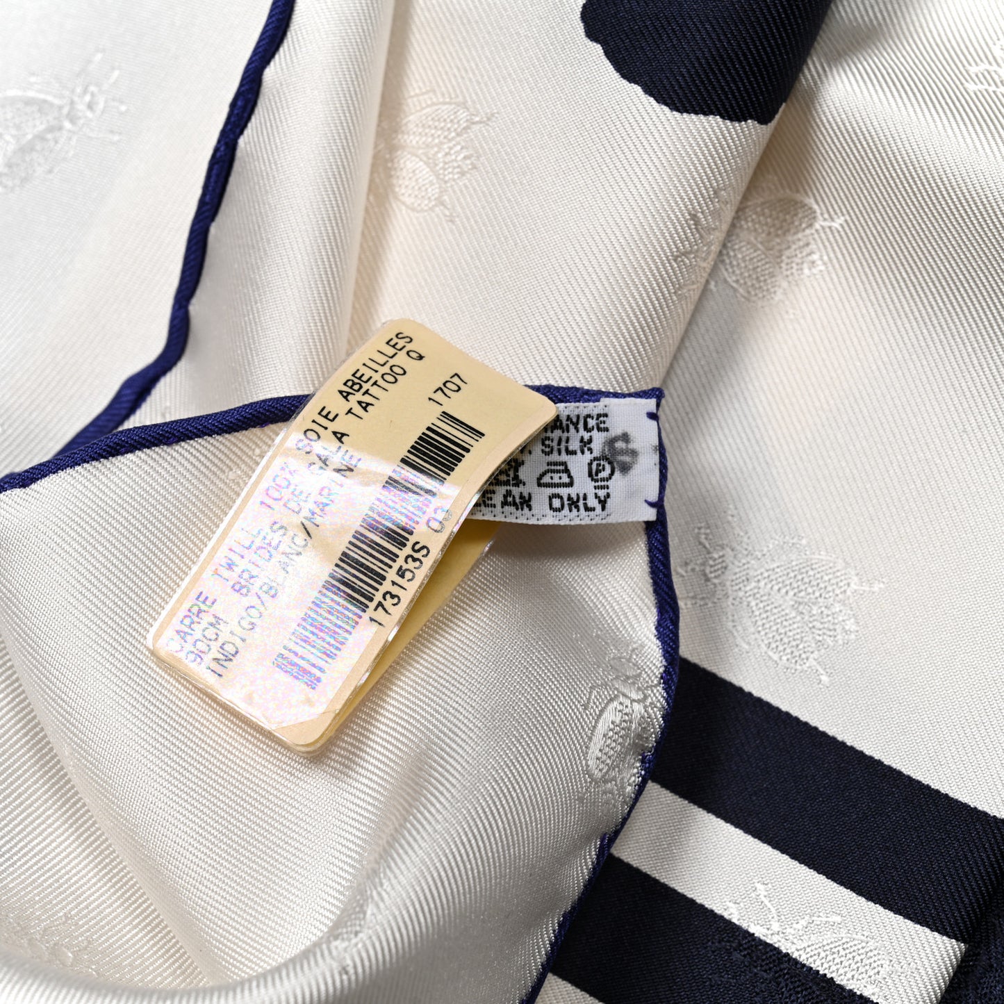 Silk Brides De Gala Quadri Tattoo Scarf 90 Marine White Indigo