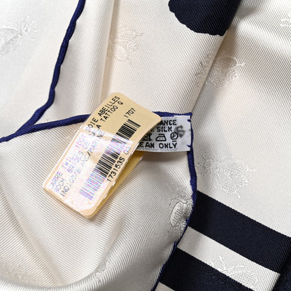 Hermes Silk Brides De Gala Quadri Tattoo Scarf 90 Marine White Indigo 3 of 4