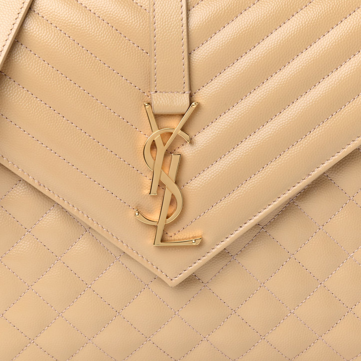 Grain De Poudre Mixed Matelasse Large Triquilt Monogram Satchel Nude Powder
