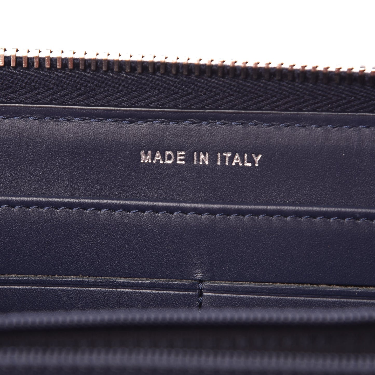 Caviar Chevron Quilted Large Gusset Zip Around Wallet Navy