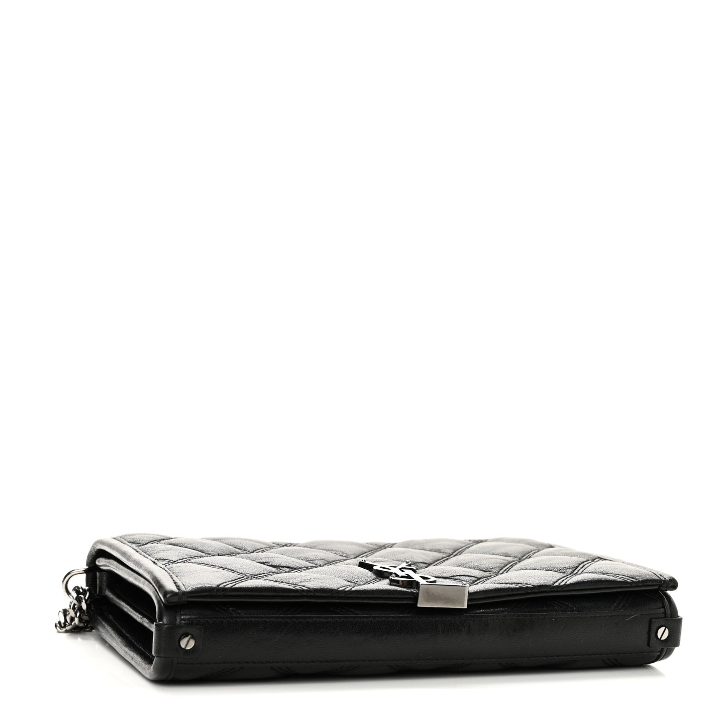 Lambskin Diamond Quilted Becky Chain Wallet Black