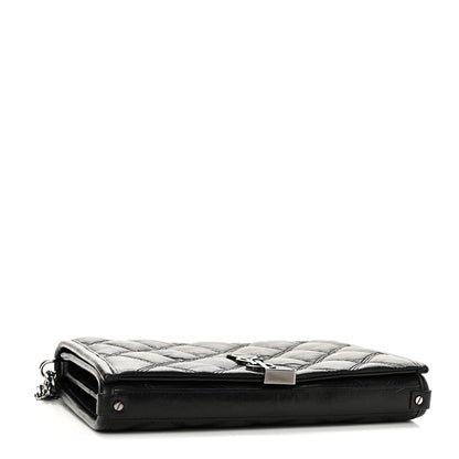 Saint Laurent Lambskin Diamond Quilted Becky Chain Wallet Black 7 of 17