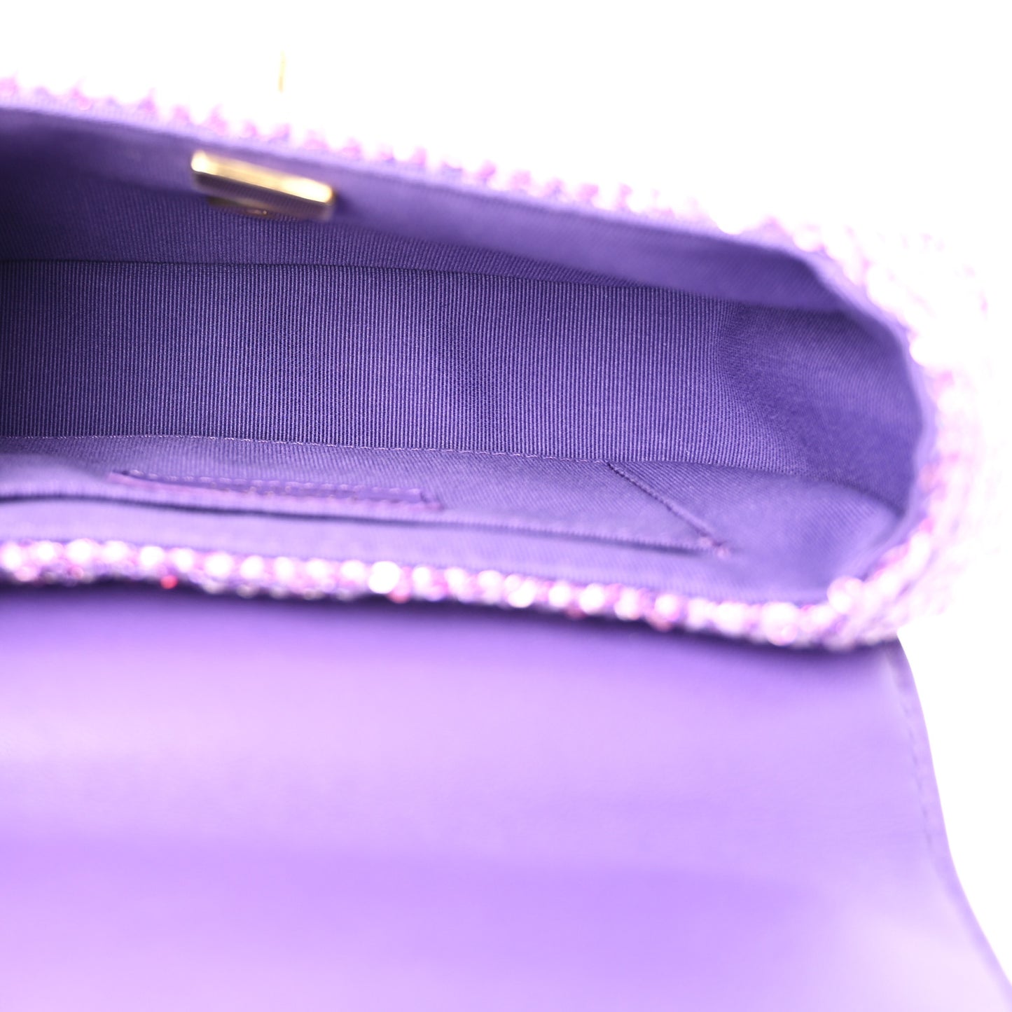Tweed Sequin Quilted Baywatch Top Handle Flap Purple