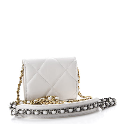 Chanel Lambskin Quilted 19 Flap Coin Purse With Chain White 3 of 8