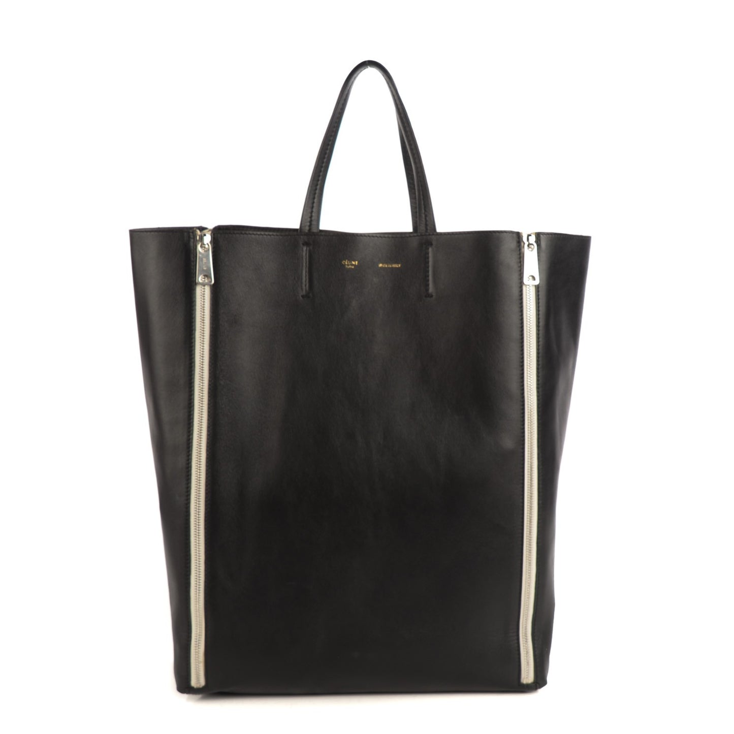 Lambskin Large Vertical Gusset Cabas Black
