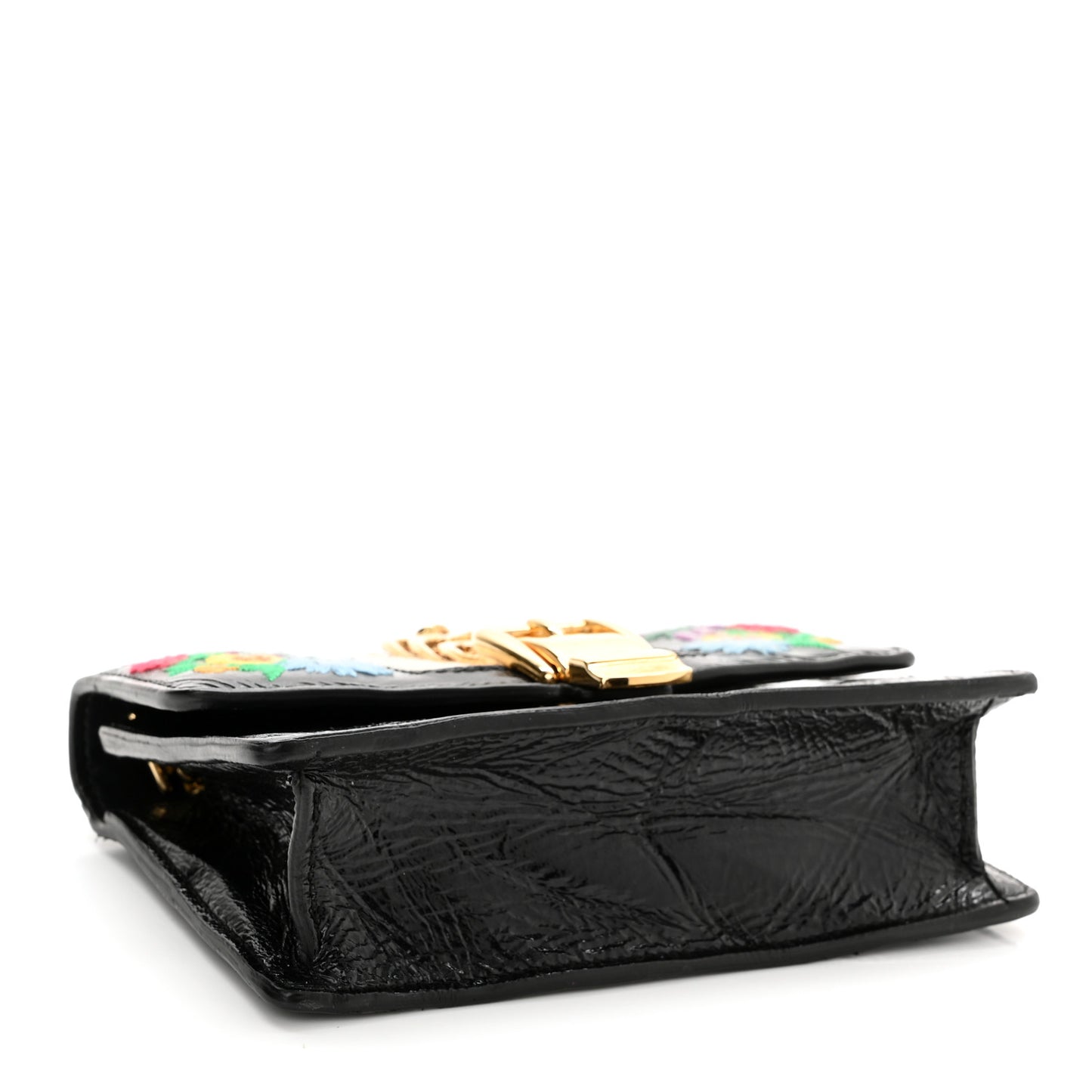Calfskin Embroidered Super Mini Chain Shoulder Sylvie Shoulder Bag Black
