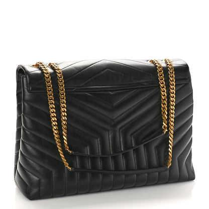 Saint Laurent Calfskin Y Quilted Monogram Large Loulou Chain Satchel Black 3 of 8