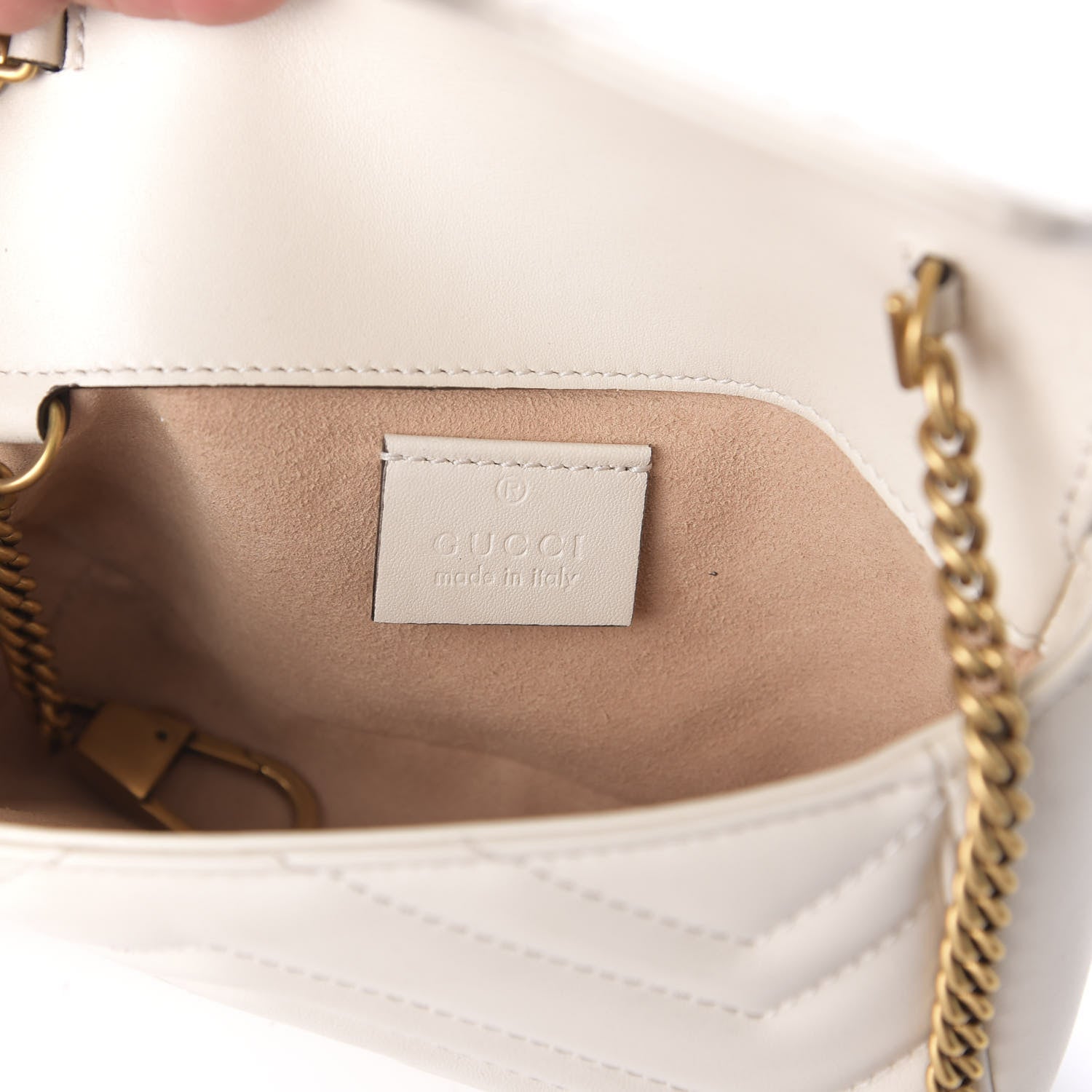 Gucci Calfskin Matelasse Super Mini GG Marmont Shoulder Bag White 6 of 9