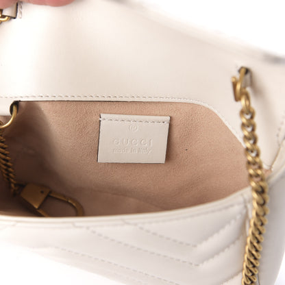 Gucci Calfskin Matelasse Super Mini GG Marmont Shoulder Bag White 6 of 9