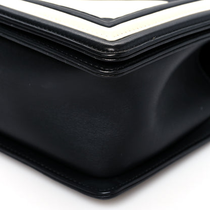 Chanel Calfskin Pleated Medium Boy In Rome Flap Black White 8 of 8