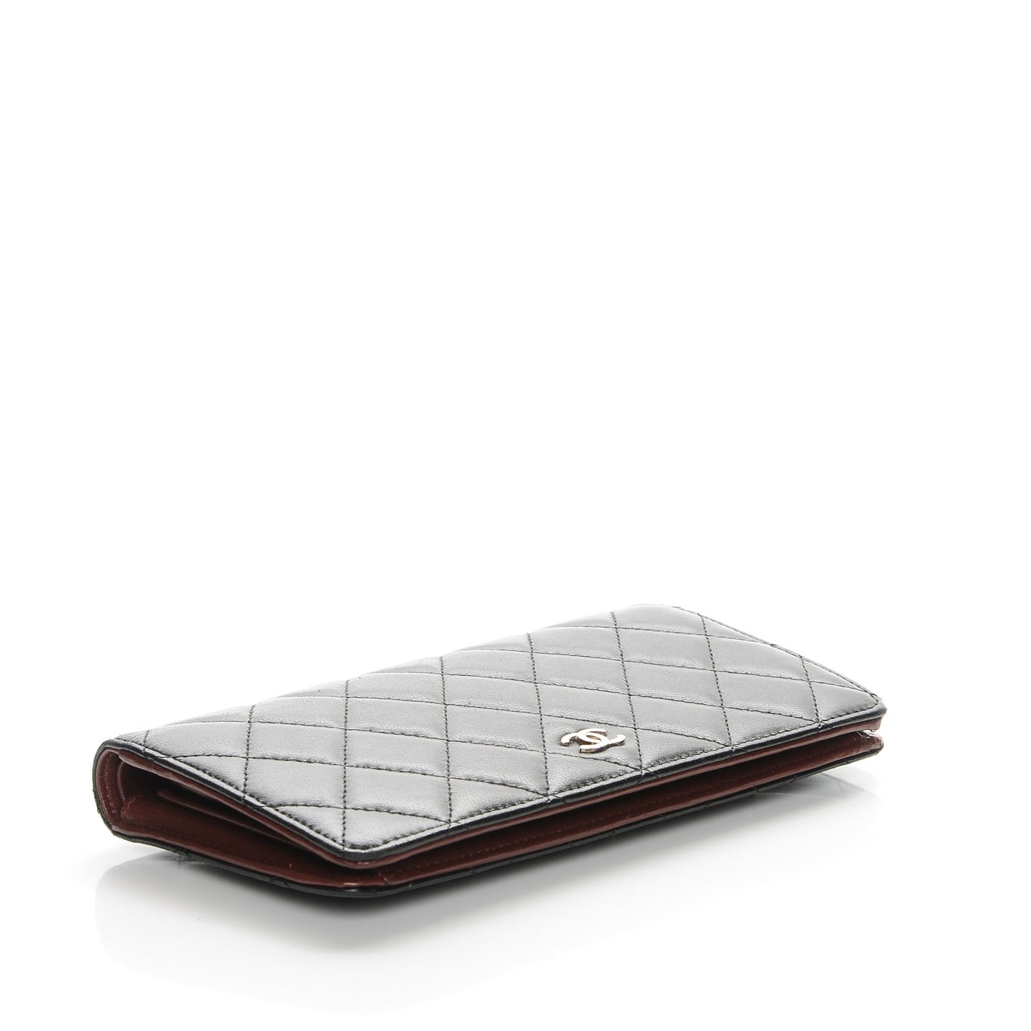 Lambskin Quilted Yen Wallet Black